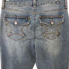 New No Boundaries Bootcut Y2K Jeans Women Size 4 Blue Stretch Denim Flap Pocket