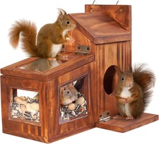 Wood Squirrel Feeder, Squirrel Feeders for outside Winter, Wooden Chipmunk Feede