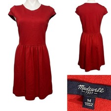 Madewell Ponte Screenplay dress sz M cap-sleeve w/ pockets red office casual