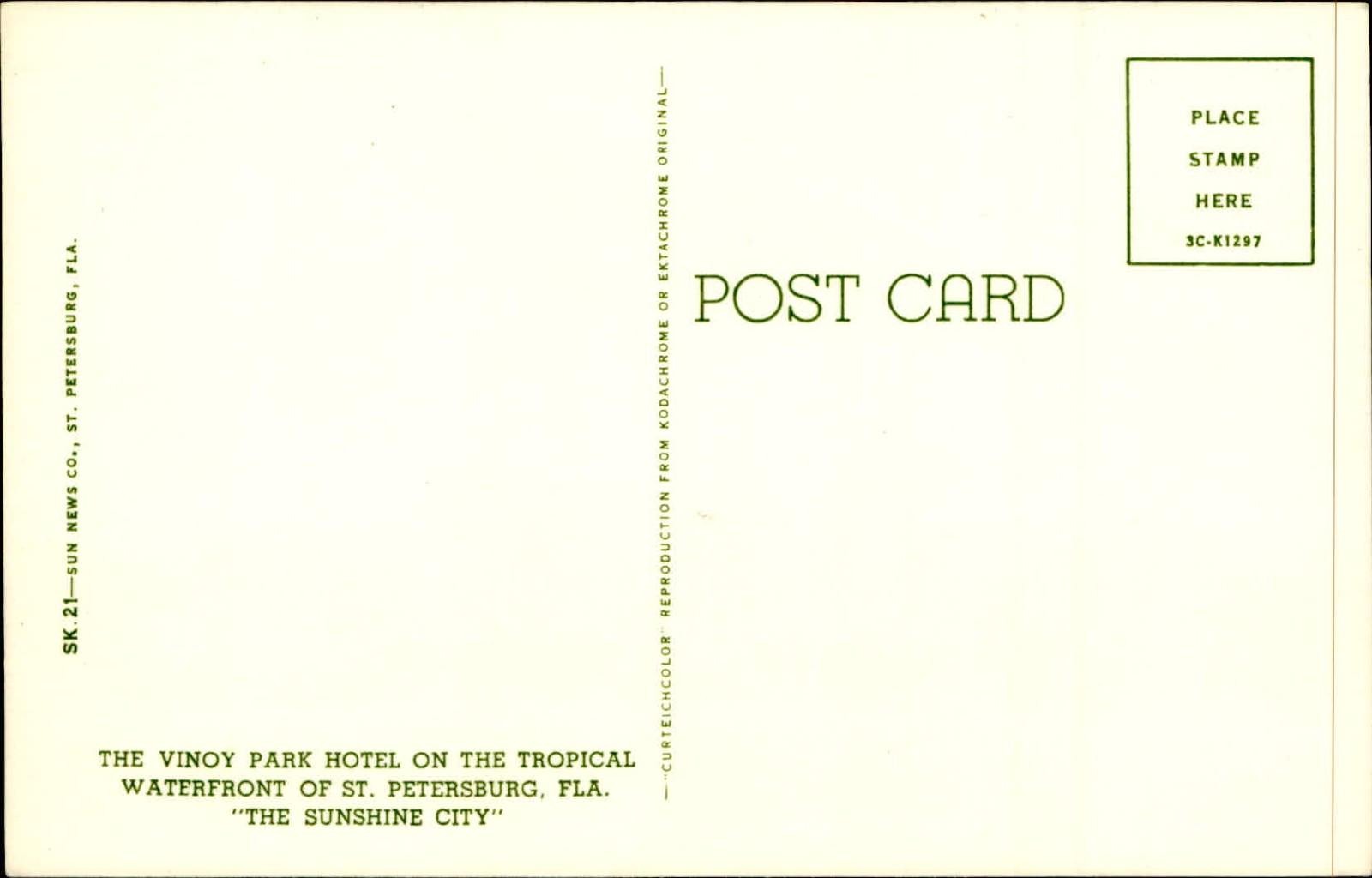 Postcard: Luxurious Vinoy Park Hotel, St. Petersburg, Florida