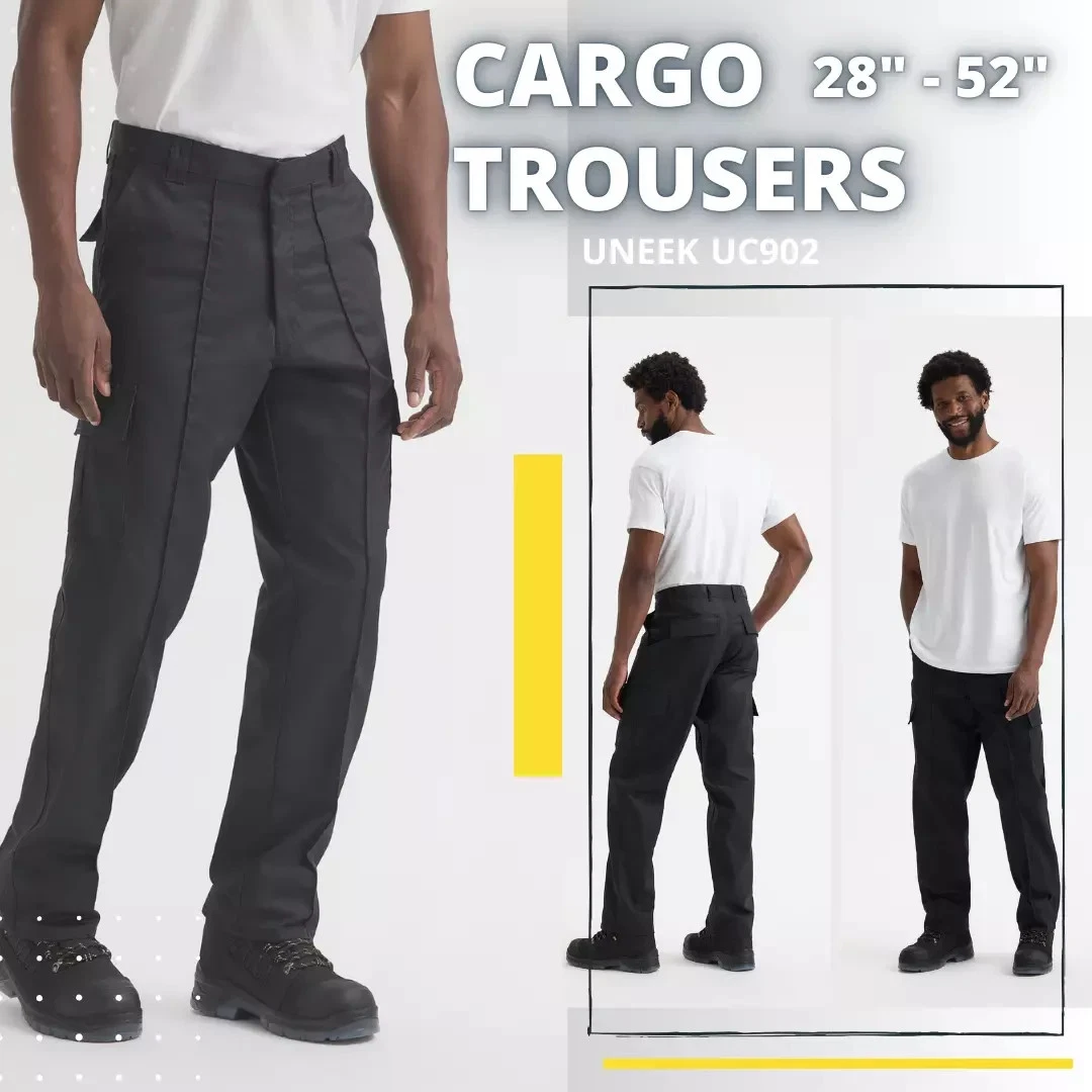 Men's Work Trousers Cargo Pocket Combat Workwear Black & Navy 28 - 52" UC902
