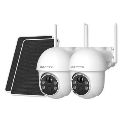 ARCCTV 2PCS 4MP Solar Überwachungskamera Kabellos Aussen Akku PTZ Akku Kamera