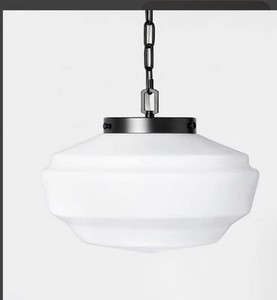 Milk Glass Adjustable Pendant Ceiling Light Black  Finish - Hearth & Hand