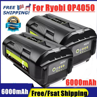 #ad #ad 2PACK 6.0Ah OP4050 Battery For Ryobi 40Volt Lithium OP40602 OP4050 OB $77.99