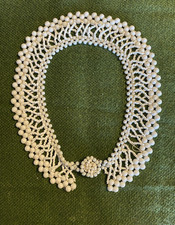 Vintage Trachten-Halsband Kropfband weiße Kunststoff Perlen mehrsträngig