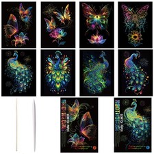 Scratch Paper Art Set for Kids Adults Magic Rainbow Scratchboards for DIY Art...