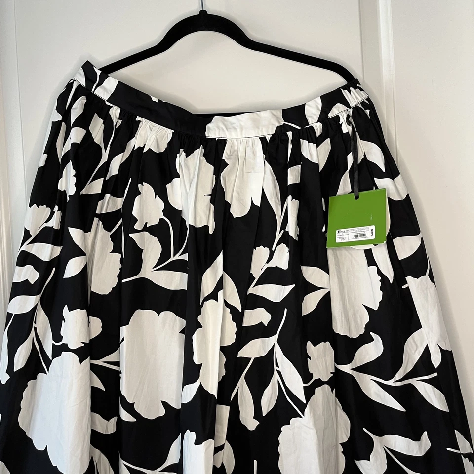 Kate Spade Skirt Womens Large Black White Floral Midi Target Collab New Lined - Image 4 of 4