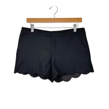 Club Monaco Womens Textured Scalloped Hem Chino Shorts Size 04 Black