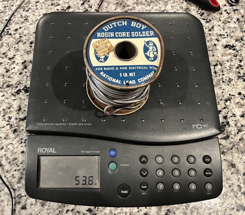 3 lb 5 oz of Vintage Dutch Boy Rosin Core Solder for electrical and machinery