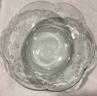 Vintage Large Anchor Hocking Savannah Clear Glass Serving Bowl Scalloped Floral