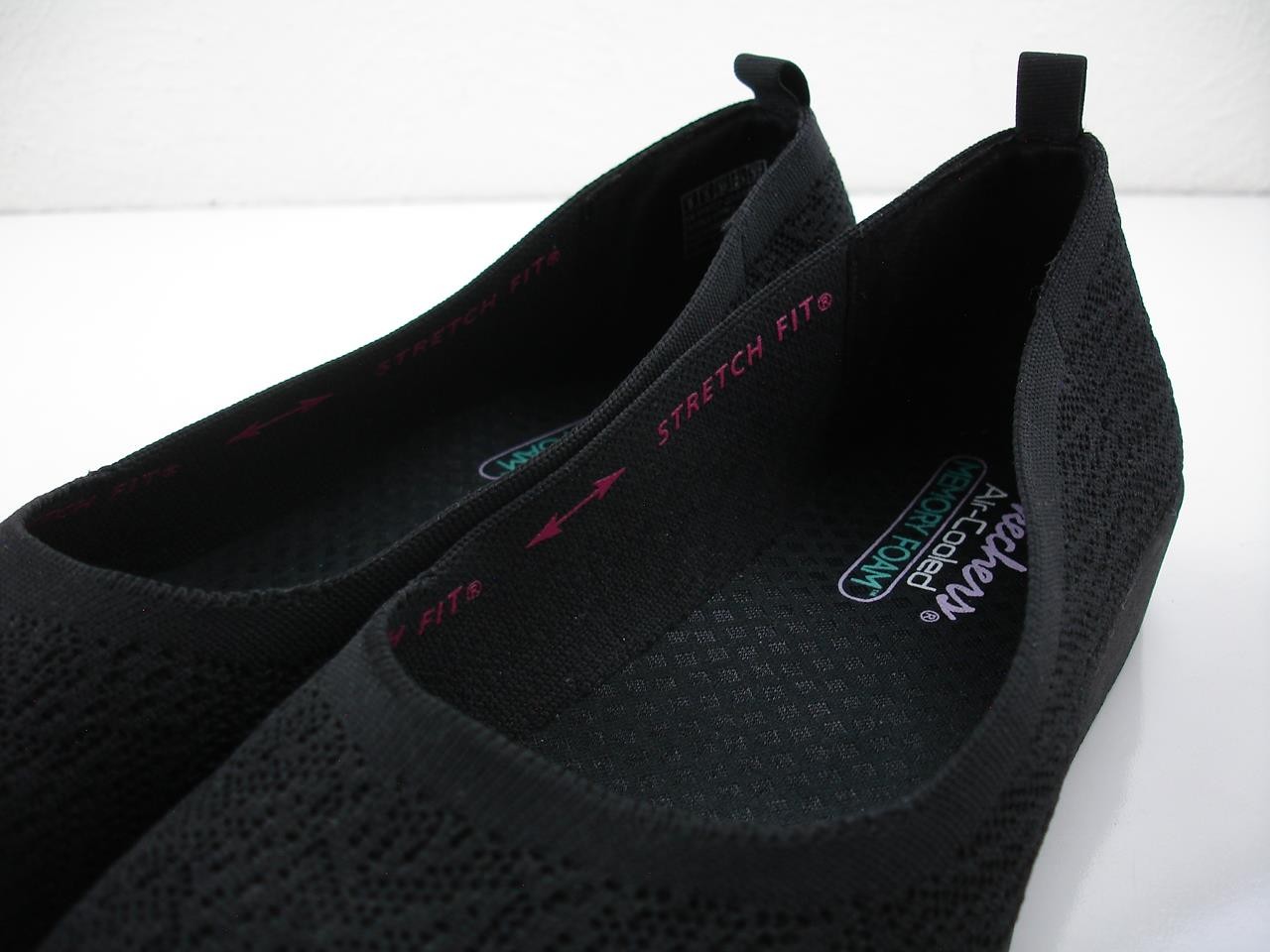 Women's sz 8 M Skechers Cleo Flex Wedge Flipside Ballet Flat Shoes Black Stretch image 4
