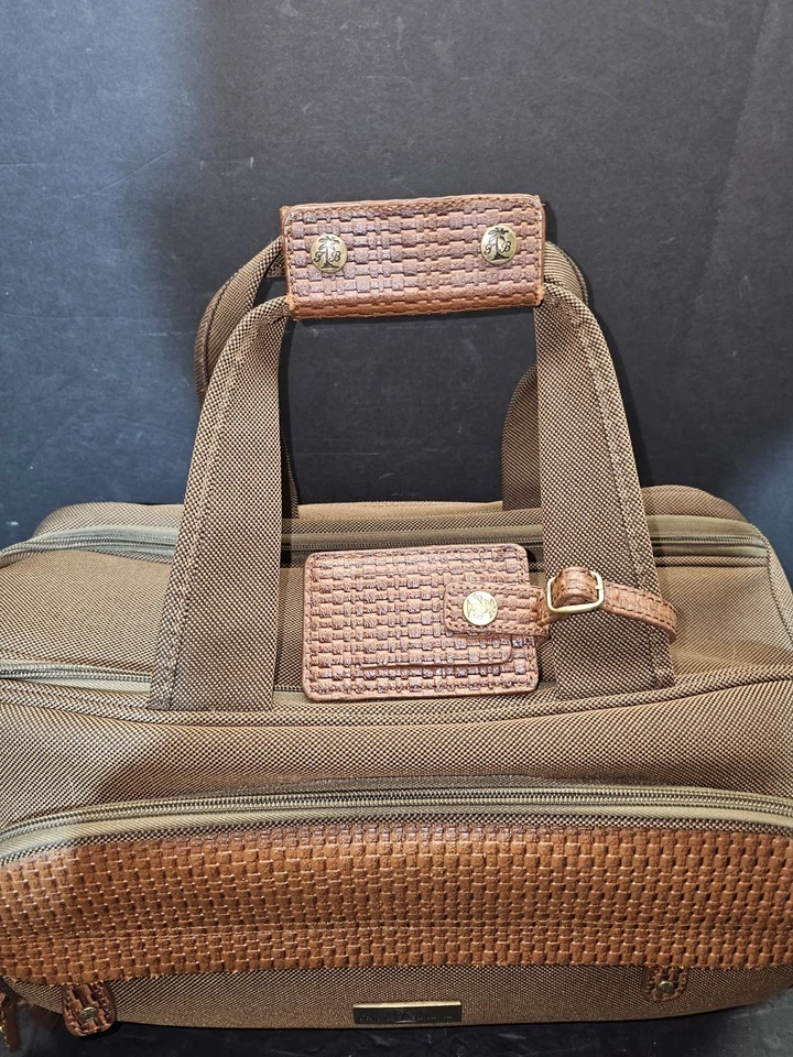 Tommy Bahama Bolso de Lona Equipaje de Mano de Viaje Cuero Lona Tweed 18x8x10 Brn Foto 3 de 4