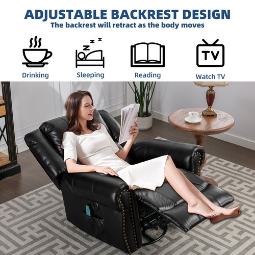 Swivel Rocker Recliner Chair Manual Glider Rocking Recliner with Heated Massage - Picture 36 of 45