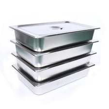 4 PCS 4" Deep Full Size Stainless Steel Steam Table Pans Hotel Food Prep Pans