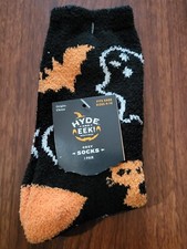 Hyde and Eek Halloween Cozy Socks, Ghost Pumpkin Cat Shoe Size 4-10 1 Pair. B82