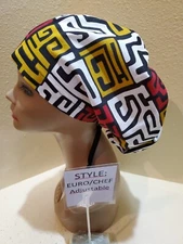 African Print Maze Women's  Euro/Chef Surgical Scrub Hat/Cap Handmade