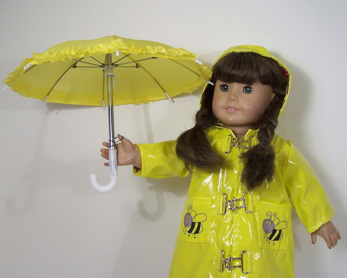 Yellow Ladybug Bee Raincoat Umbrella Doll Clothes For 18