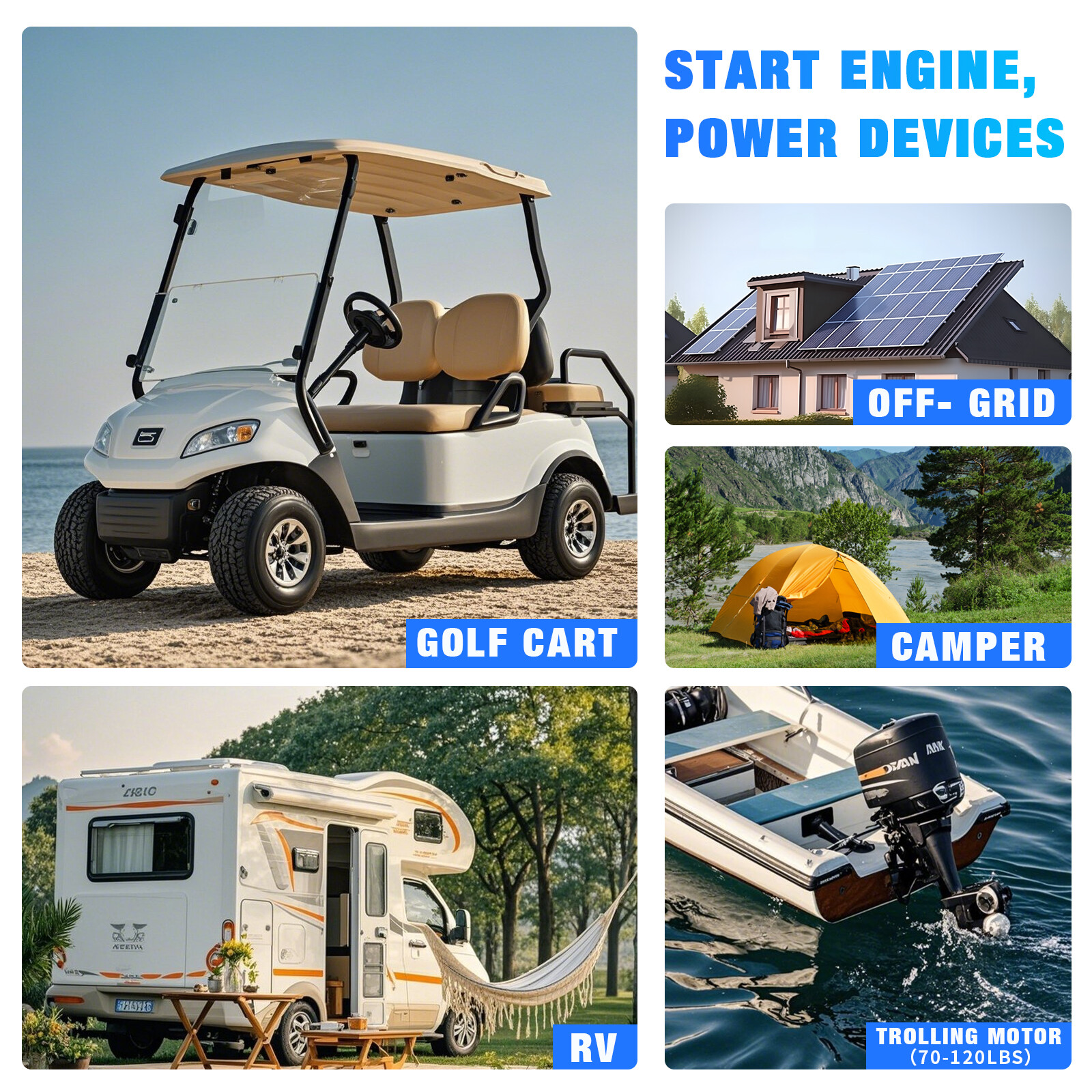 LiFePO4 48V 135Ah Golf Cart Battery Lithium Deep Cycle Bluetooth Solar Club Car