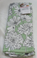 Kitchen Aid Set of Two Kitchen Towels Cotton Green with White Flowers