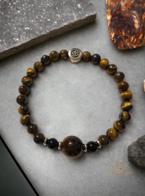 Natürliches Tigerauge schwarz Onyx OM Charms OM81019.2 Edelstein Kristall Heilung BH...