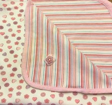 Love So Sweet White Pink Cotton Baby Receiving Blanket Stripes Flowers Hearts