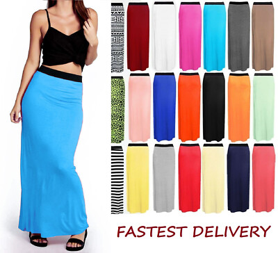 NEW WOMENS LADIES GYPSY LONG JERSEY MAXI SKIRT SIZE 6-20 UK
