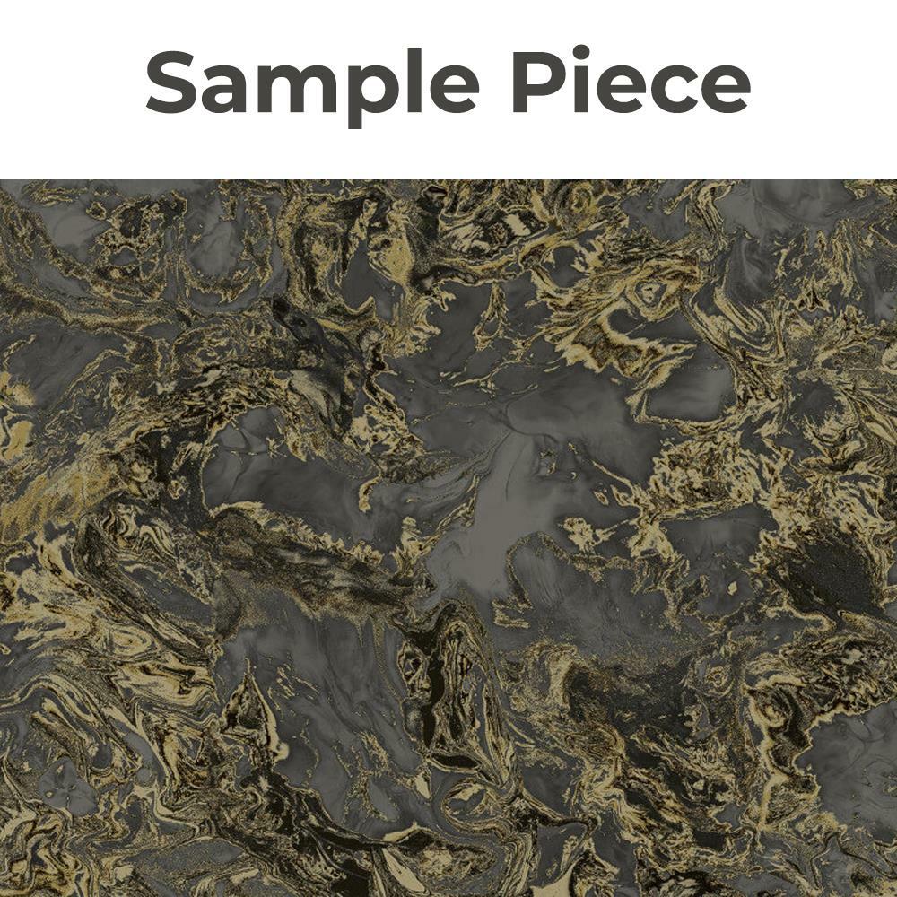 Sample Liquid Marble Effect Wallpaper Stone Black Gold Metallic Glitter