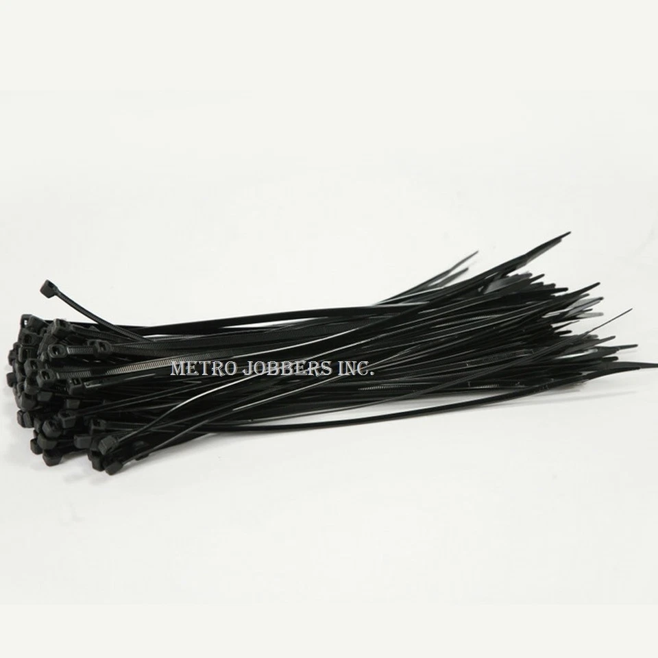 NELCO 11" Black Nylon Cable Wire Zip Ties 50 lbs Strength 100 Pack