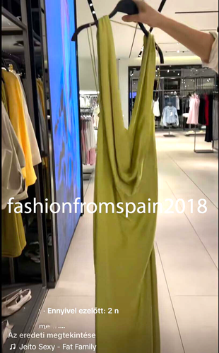 ZARA NEW WOMAN MIDI ZW COLL. SATIN FLOWY DRESS LIME GREEN XS-XL 3067/381/520 - Picture 3 of 5