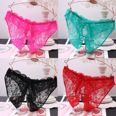 Sexy Women Lace Crotchles Thong G-string Panties Lingerie Underwear T Briefs