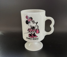 1970s - 1980s MINNIE MOUSE FOOTED MILK GLASS COFFEE MUG, WALT DISNEY MADE IN USA