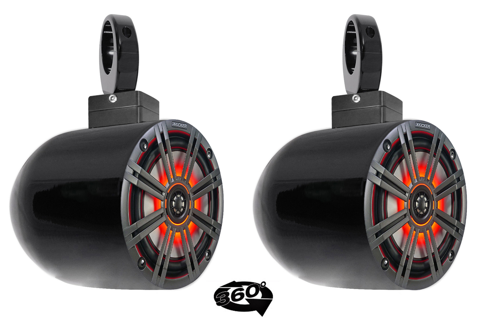2 колонки kicker KM65 65 LED с поворотной на 360 башней из черного алюминия для вейкбординга