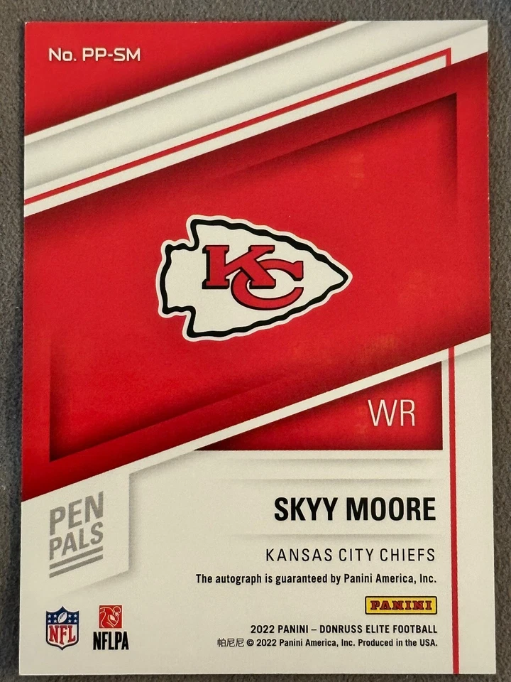 2022 Panini Donruss Elite Skyy Moore RC Rookie Kansas City Chiefs PP-SM - Image 2 of 2