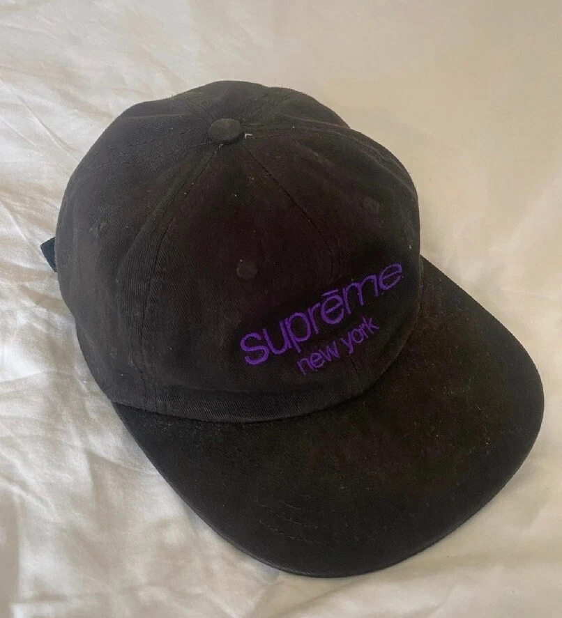 Casquette noire SS16 Supreme Twill Classic Logo 6 panneaux