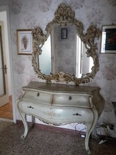 Antica Camera da Letto Stile Barocchetto Veneziano Letto, Armadio,Comò, Specchio