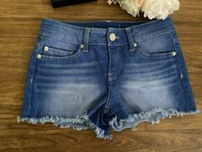Vtg Super Stretch Distressed Frayed Shortie Shorts Size 2 Cool Medium Wash NWOT