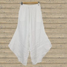 Bryn Walker Pants 2XS White Linen Pull-On Cropped Boho Balloon Leg Asymmetrical