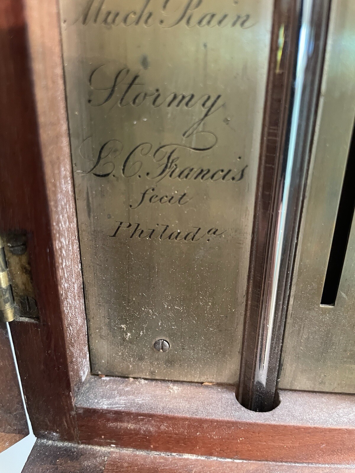 Antique L.C. Francis Barometer Thermometer Philadelphia PA USA 1850s 38” Working