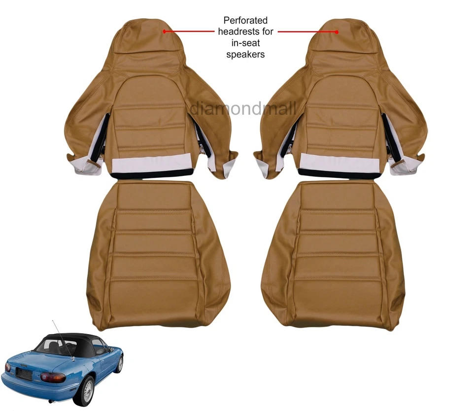Capa de assento dianteiro para 1990-1996 Mazda Miata ajuste personalizado capas de assento de carro 1 par bronzeado - Imagem 2 de 3