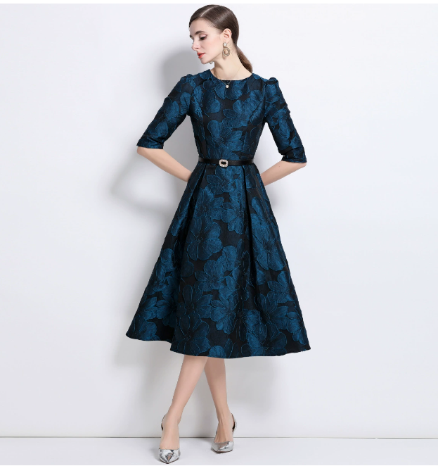 strapless open back dress Ever-Pretty 3/4 Sleeve A-Line Sequin Round Neck Midi Dress for Summer Formal Wedding Guest Dress main image 0