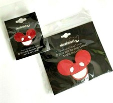 Deadmau5 Official Red And White Face Logo Metal Pin Badge And Magnet Set - Rare