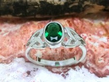 Keltischer Knoten Ring 925 Sterling Silber Stein Zirkonia Grün Silberring