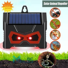 Solar Ultrasonic Sound Pest Repellent Wild Animal Repeller Rat Dog Cat Deterrent