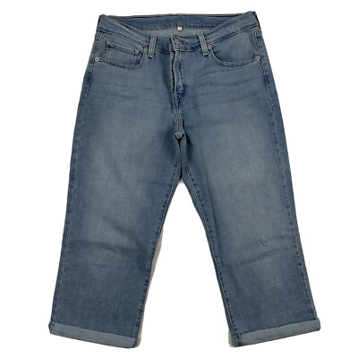 Levi's Classic Cuffed Denim Jeans Capri Cropped Sz 31 Stretch 17860-0017 
