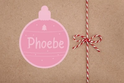 ESKVINYL Personalised 25 Christmas Gift Tags Present Stickers Labels Blush Pink Sticky