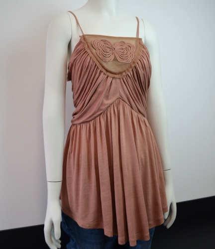 Jean vintage Paul Gaultier mode maille bohème top camisole S rose pâle Y2K années 2000