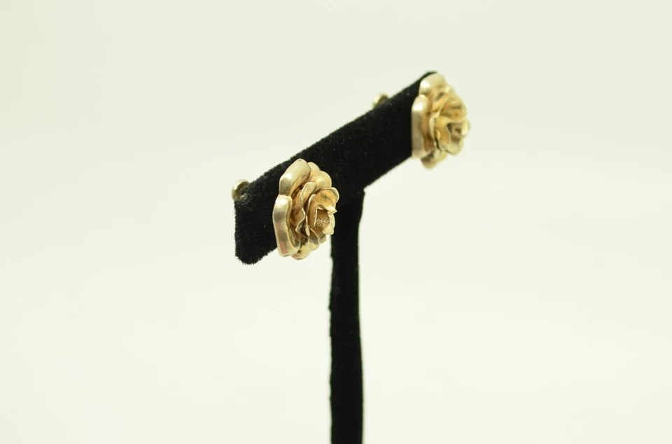 Sterling Silver Gorgeous Flower Screw Back Earrings #FMT393 - Image 2 of 3