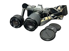 Minolta XD5 Silver SLR Film Camera With cosina 80-200mm vivitar 28mm 2.8