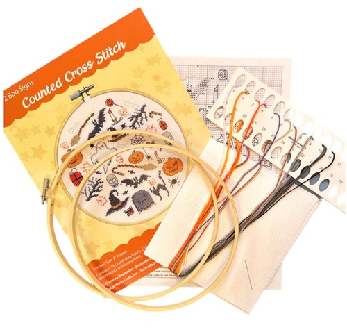 Counted Cross Stitch Kit ~ Design Works Halloween Boo Signs w/8" Hoop #DW7172 - Picture 3 of 4