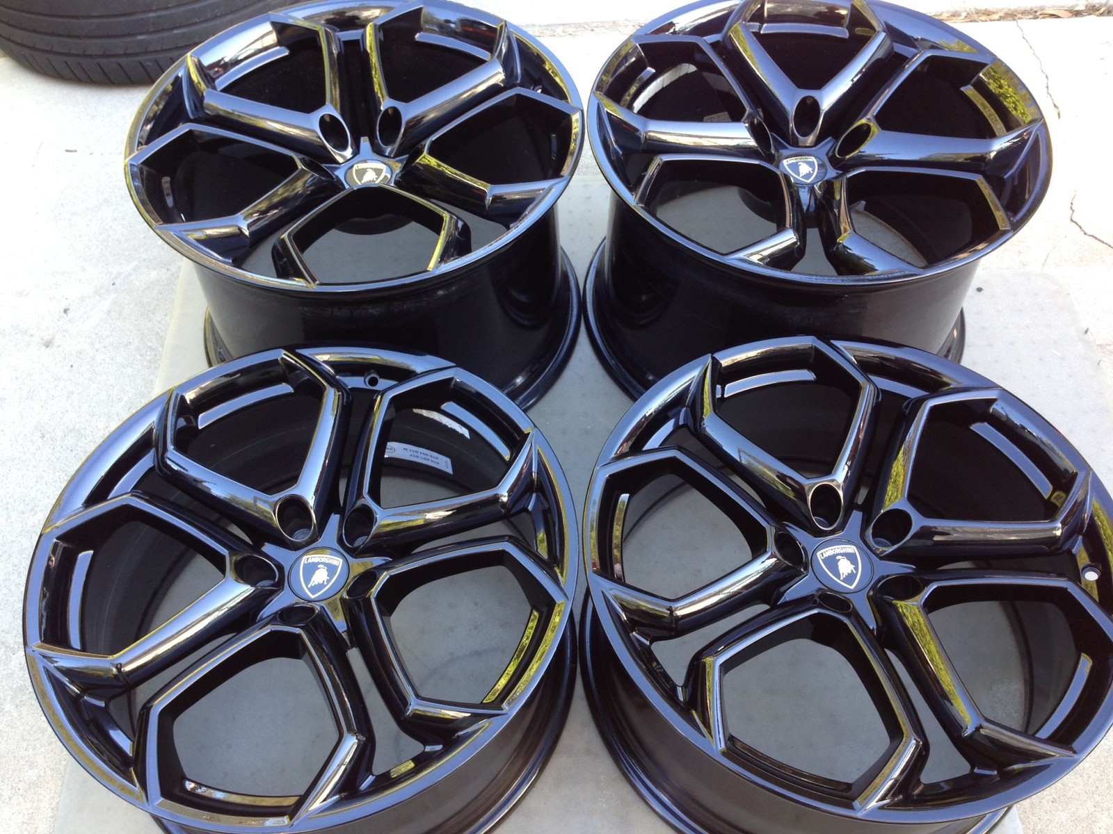19" 20" LAMBORGHINI AVENTADOR LP700 OEM ORIGINAL FACTORY GLOSS BLACK WHEELS RIMS